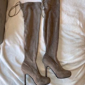 Thigh High Faux Suede Boots